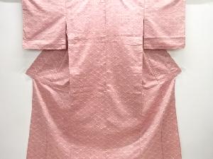 アンティーク　変わり青海波模様織り出し手織り紬単衣着物